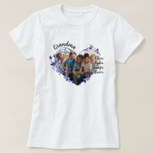 Mormor-blomsterhjärta med Barnbarn Namn och foto T Shirt
