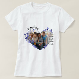 Mormor-blomsterhjärta med Barnbarn Namn och foto T Shirt