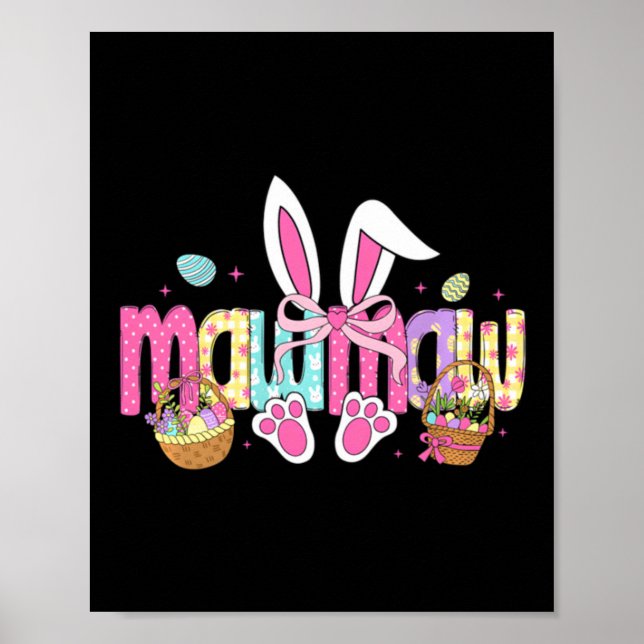 Mormor Bow Bunny Öron Påsk Poster (Framsidan)