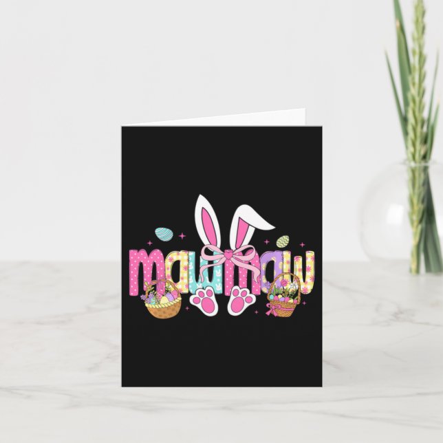 Mormor Bow Kaninöron Påsk Kort (Framsida)