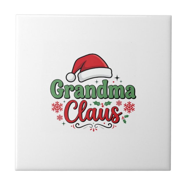 Mormor Claus jul Santa mössa Kakelplatta (Framsidan)