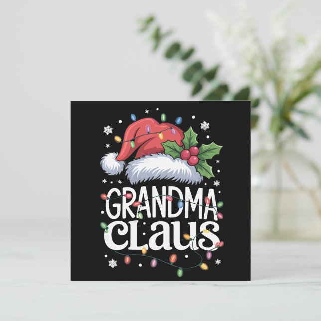 Mormor Claus Julbelysningar Pyjamas Familj Match Julkort (Stående Fram)
