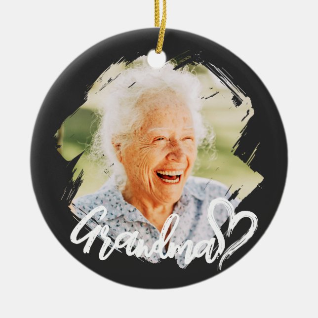 Mormor Cool Modern Enkel Grunge Julgransprydnad Keramik (Framsidan)