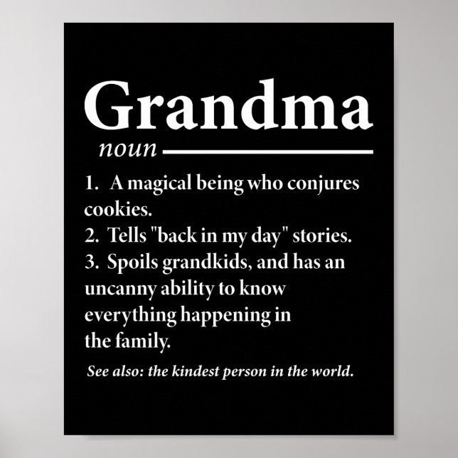 Mormor Definition Rolig Mormor Farmor Poster (Framsidan)