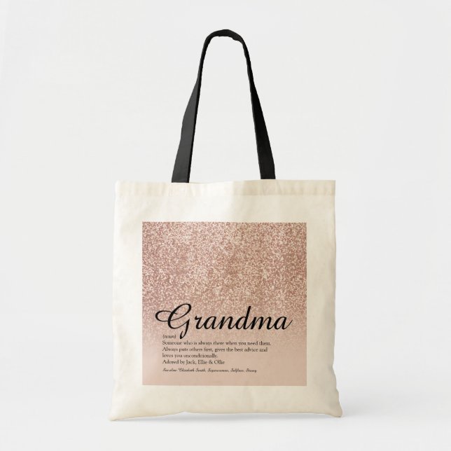 Mormor Definition Rosa Guldglitter Tygkasse (Framsidan)