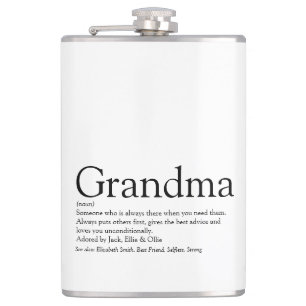 Mormor Definition Sägande Rolig Svart och Vit Fickplunta