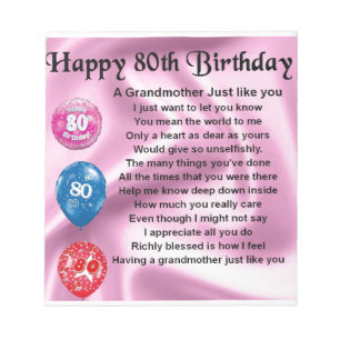 Mormor dikt - 80-årsdag anteckningsblock