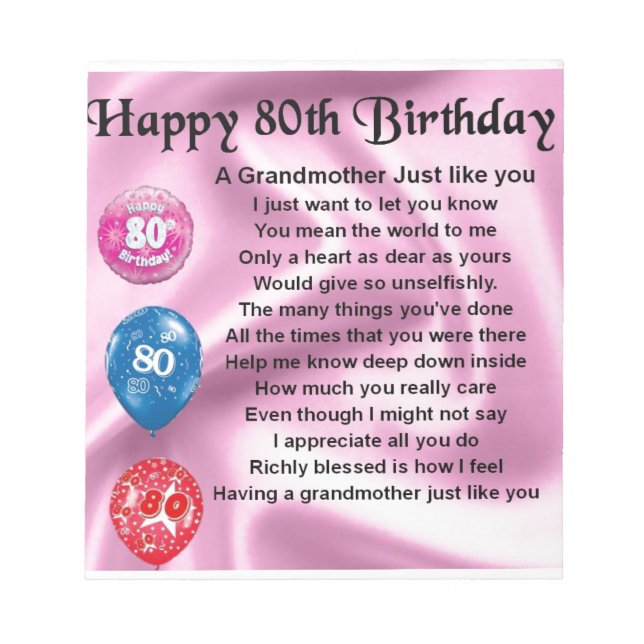 Mormor dikt - 80-årsdag anteckningsblock (Framsida)