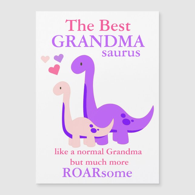 Mormor dinosaur mors dag magnetkort (Framsida)