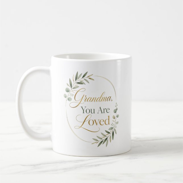 Mormor, du är älskad födelsedag kaffemugg (Vänster)