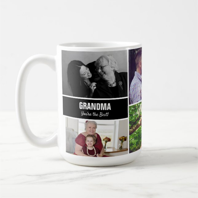 Mormor, du är bäst med Kärlek fotorutnät Kaffemugg (Vänster)