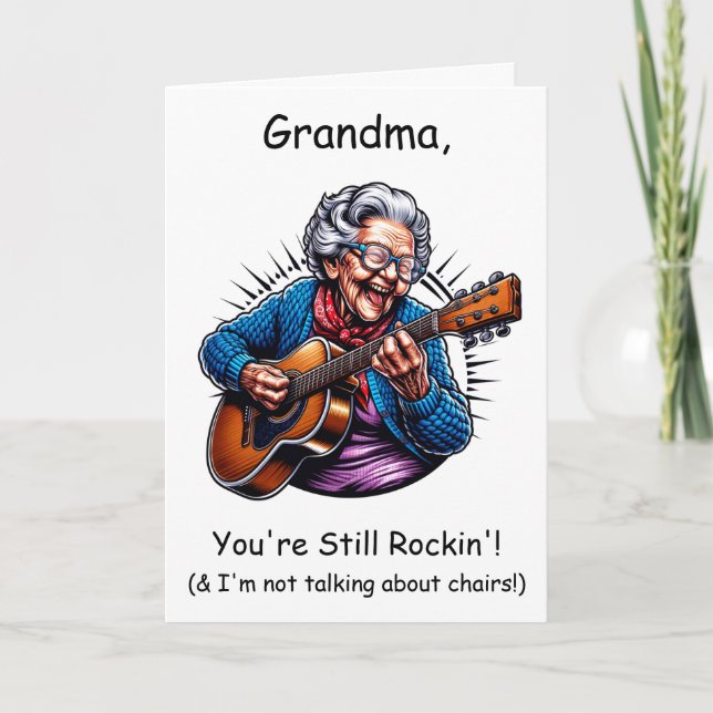 Mormor, du fortfarande rockar" | Födelsedagshumor Kort (Framsida)