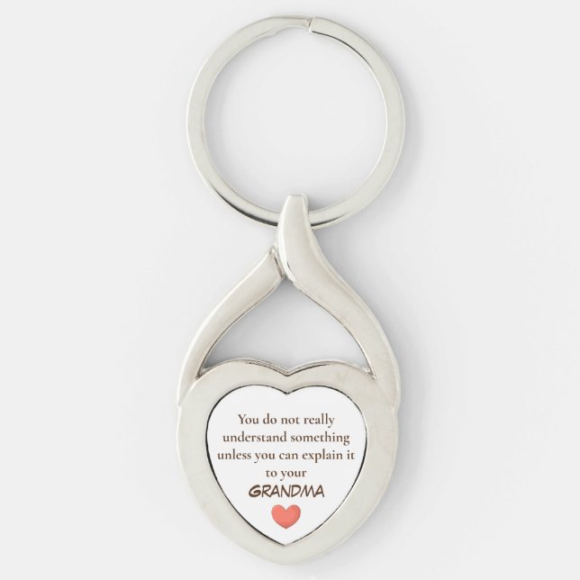 Mormor Du måste förklara Hjärtnyckelringar Twisted Heart Silverfärgad Nyckelring (Framsidan)