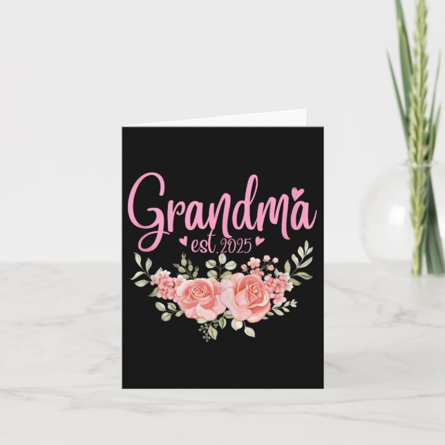 Mormor Est.2025 Blommig Blomälskare Nana Team Mat Kort (Framsida)
