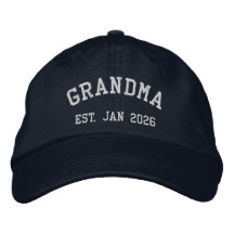 Mormor Est. 2026 Broderad Skräddarsydd Hatt