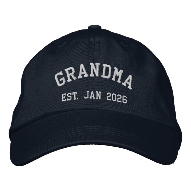 Mormor Est. 2026 Broderad Skräddarsydd Hatt Keps (Framsida)