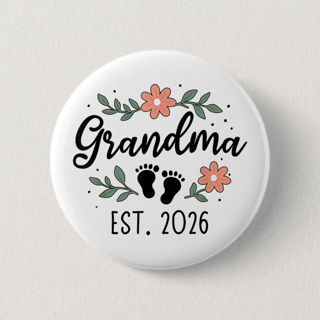 Mormor Est 2026 - Graviditetsannonsering Knapp (Framsida)