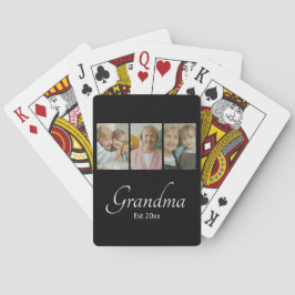 Mormor Est År Anpassad 3 Foto Collage Present Casinokort