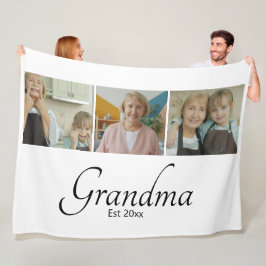 Mormor Est År Anpassad 3 Foto Collage Present Fleecefilt