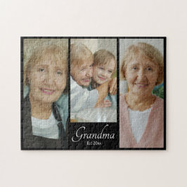 Mormor Est År Anpassad 3 Foto Collage Present Pussel