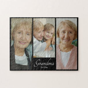 Mormor Est År Anpassad 3 Foto Collage Present Pussel