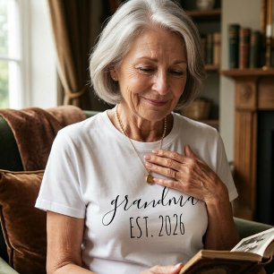 Mormor Est År Minimalistisk Elegant Skriptdesign T Shirt