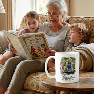 Mormor Est svart elegant anpassad text med foto Kaffemugg