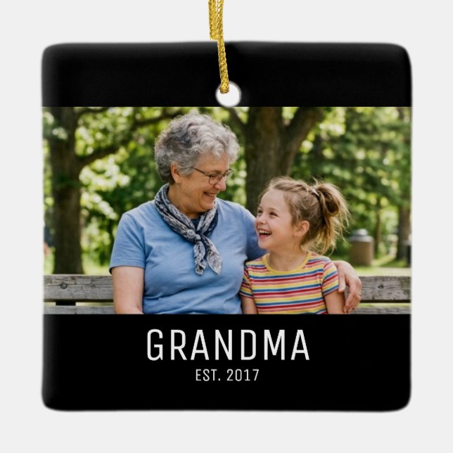 Mormor Establerad Foto Julgransprydnad Keramik (Framsida)