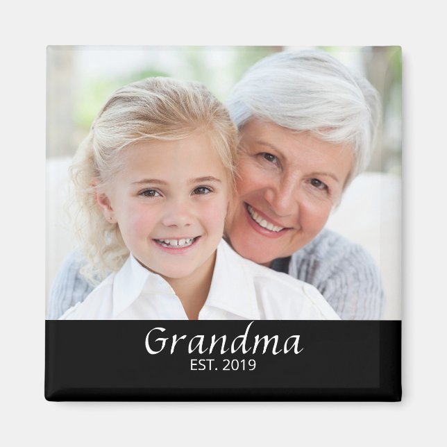 Mormor Establerad Foto Present Magnet (Framsidan)