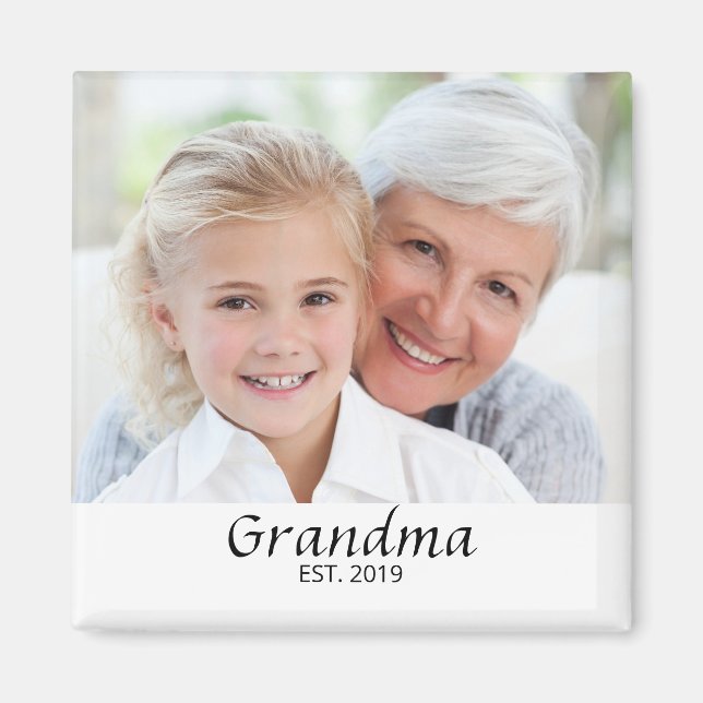 Mormor Establerad Foto Present Magnet (Framsidan)