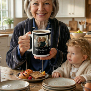 Mormor Establerad Foto Vit Skripttext Kaffemugg
