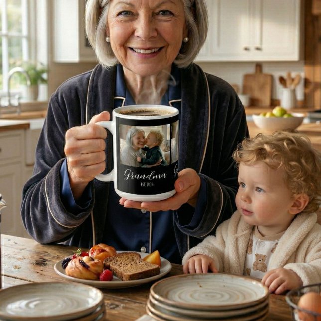 Mormor Establerad Foto Vit Skripttext Kaffemugg (Skapare uppladdad)
