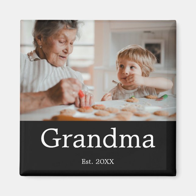Mormor Establierad Foto Present Magnet (Framsidan)