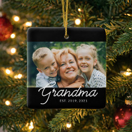 Mormor Established Script Foto Julgransprydnad Keramik