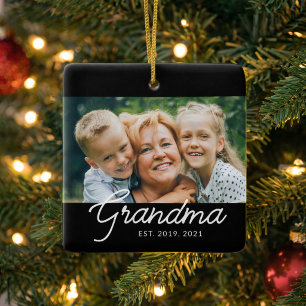 Mormor Established Script Foto Julgransprydnad Keramik