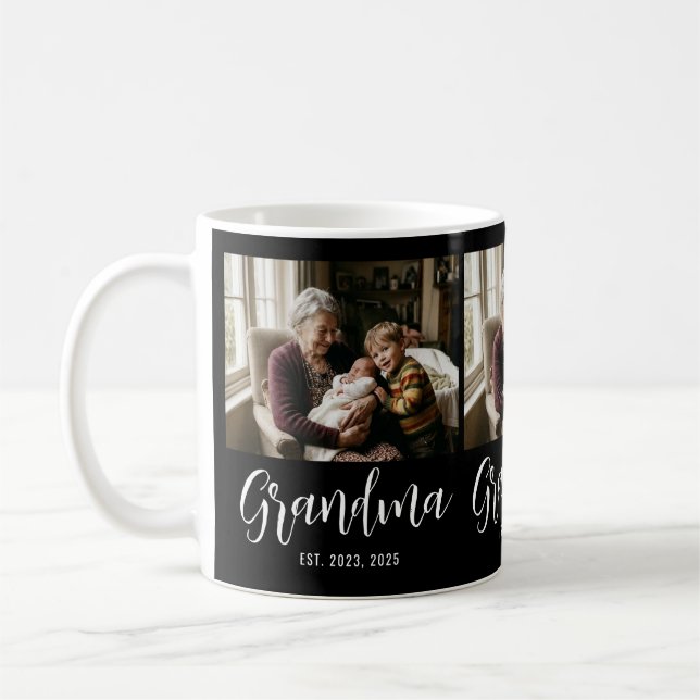 Mormor Established Script Svart 3 Foto Kaffemugg (Vänster)