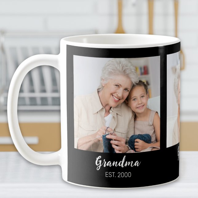 Mormor Established Script Svart 3 Foto Kaffemugg (Skapare uppladdad)