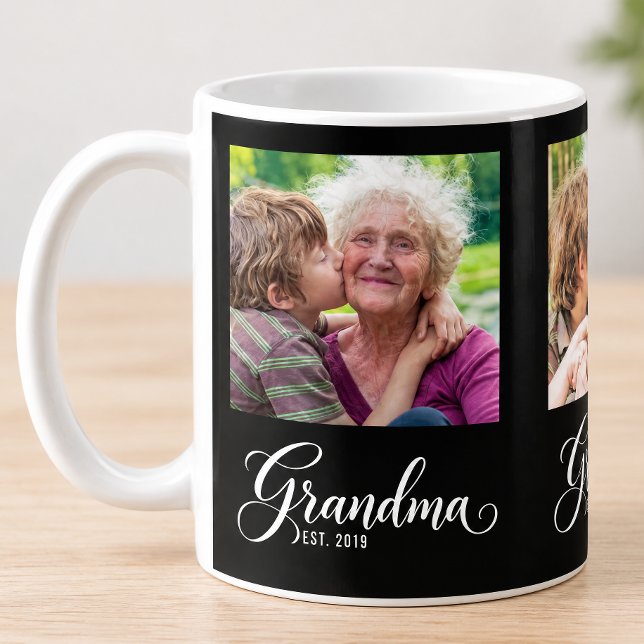 Mormor Established Script Svart 3 Foto  Kaffemugg (Skapare uppladdad)