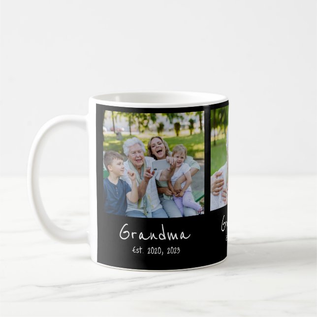 Mormor Established Script Svart 3 Foto Kaffemugg (Vänster)