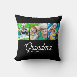 Mormor Established Script Svart 3 Foto Kudde