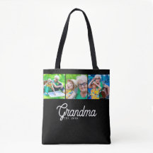 Mormor Established Script Svart 3 Foto Tote Bag