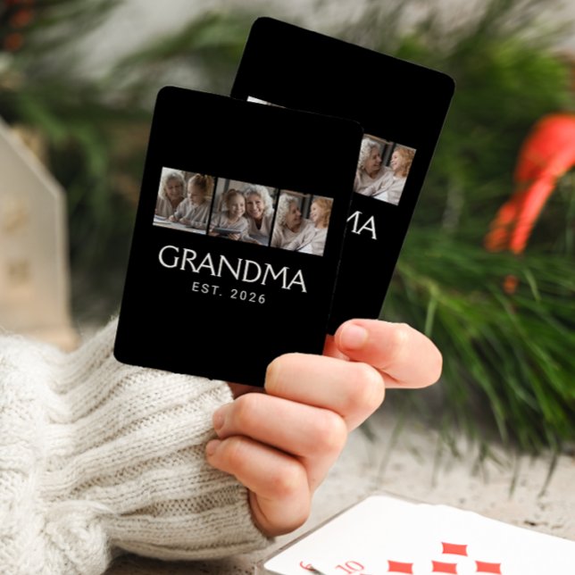 Mormor Established Typography Svart 3 Foto Casinokort (Skapare uppladdad)