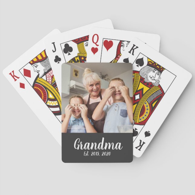 Mormor Established White Script Foto Casinokort (Baksidan)