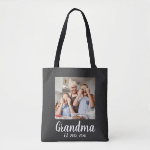 Mormor Established White Script Foto Tygkasse
