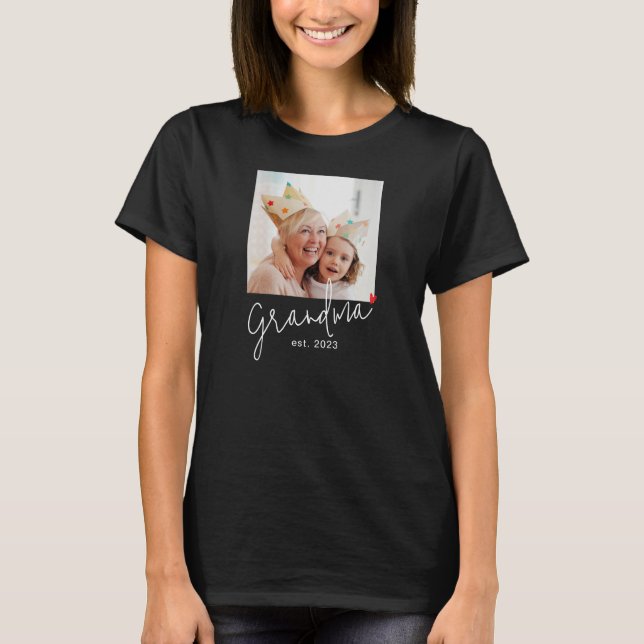 Mormor Establishing Skrift Foto T Shirt (Framsida)