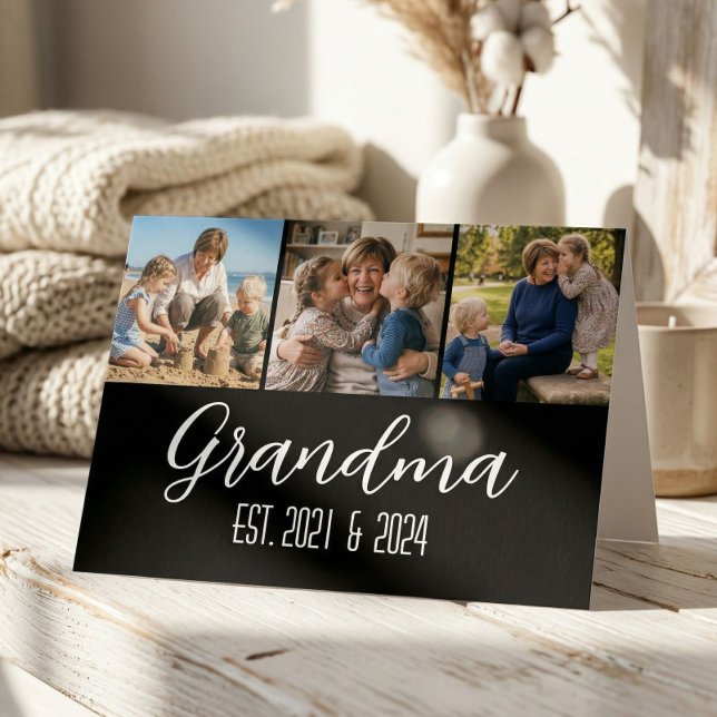 Mormor Etablade Svart 3 Foto Vitt Skript Kort (Skapare uppladdad)