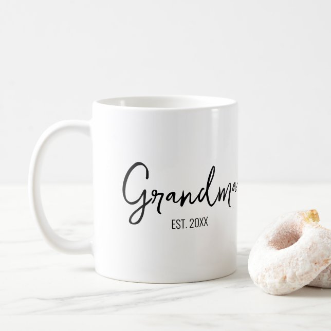 Mormor Etablerad År Svart Skript Typografi Kaffemugg (Med munk)