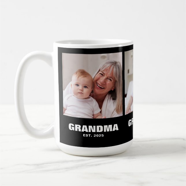 Mormor etablerade djärvt svart 3 Foto Kaffemugg (Vänster)