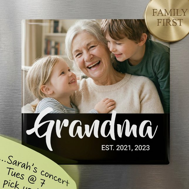 Mormor etablerade foto mormors dag-present magnet (Grandma Established Photo Gift Magnet)