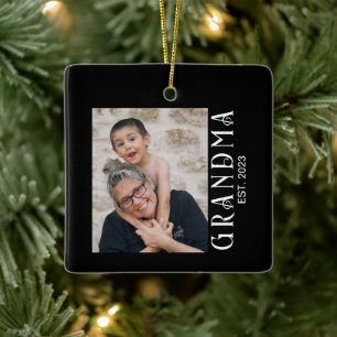 Mormor etablerade foto present julgransprydnad keramik